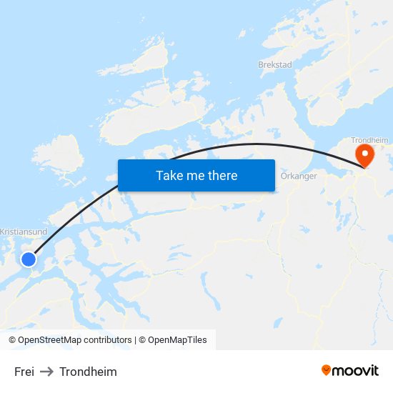 Frei to Trondheim map