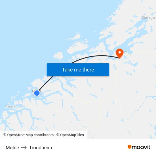 Molde to Trondheim map