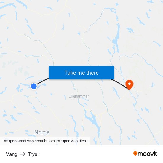 Vang to Trysil map