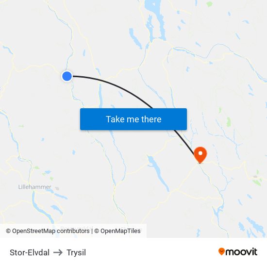Stor-Elvdal to Trysil map