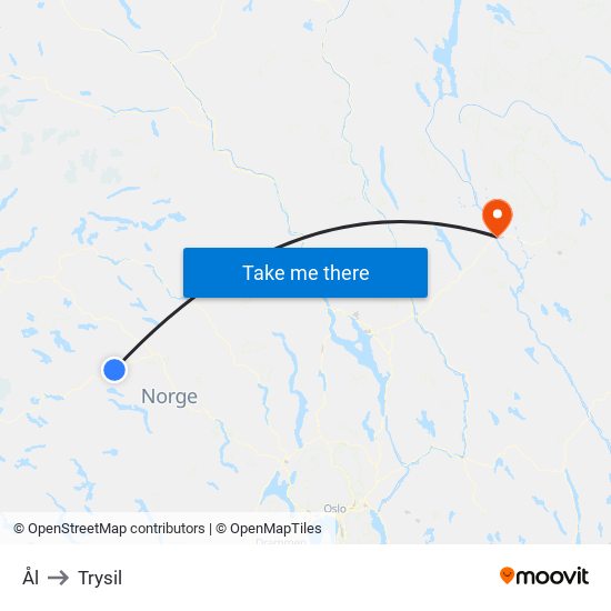 Ål to Trysil map