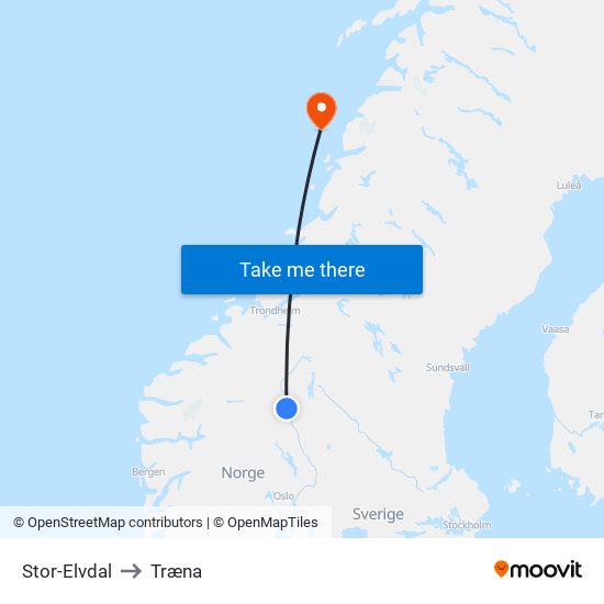 Stor-Elvdal to Træna map