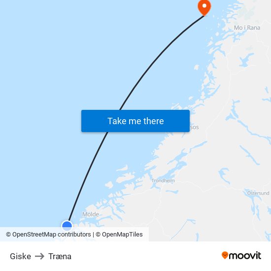 Giske to Træna map