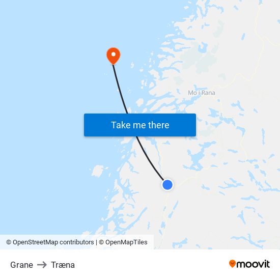 Grane to Træna map