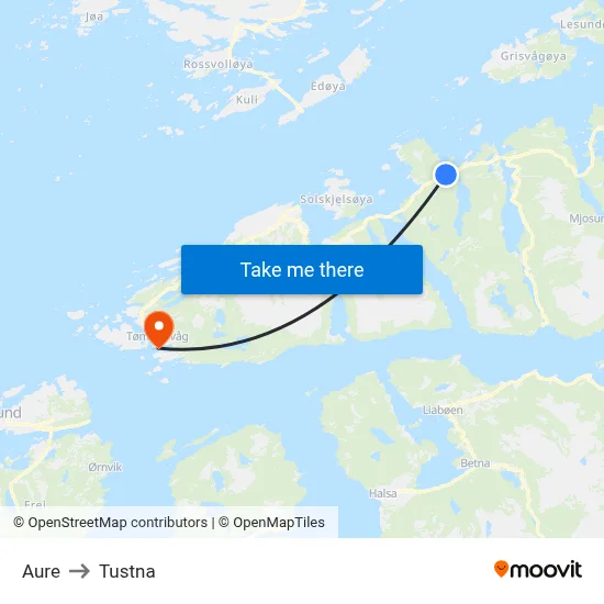 Aure to Tustna map