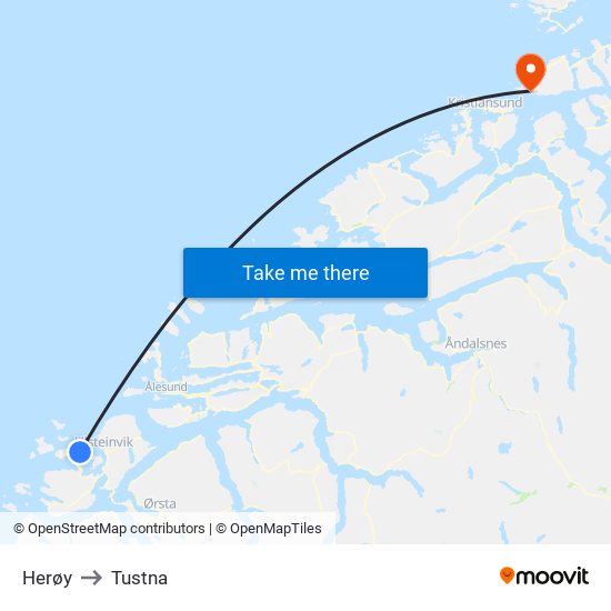 Herøy to Tustna map