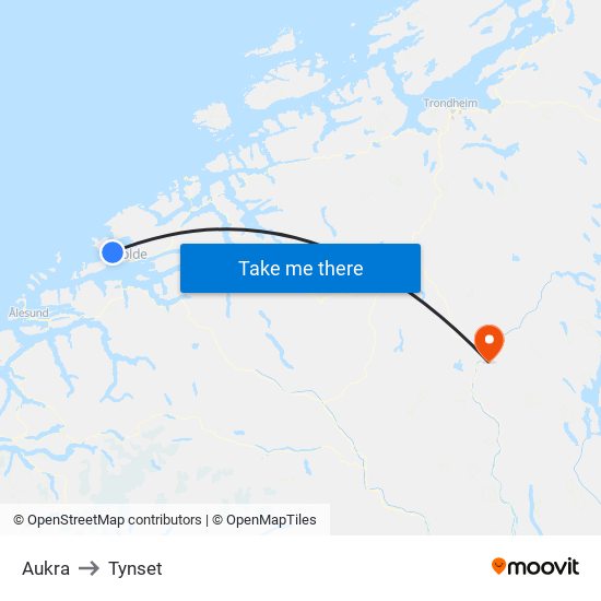 Aukra to Tynset map