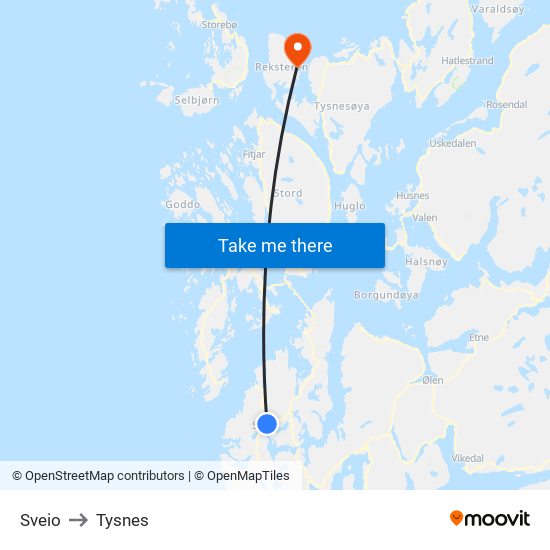 Sveio to Tysnes map