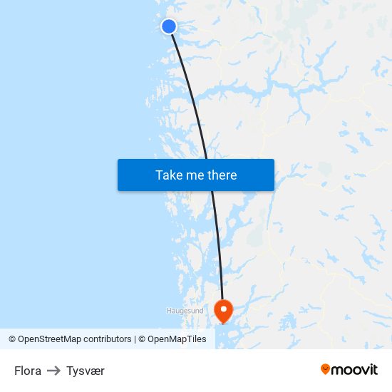 Flora to Tysvær map