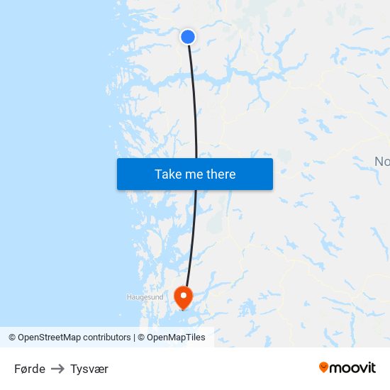 Førde to Tysvær map