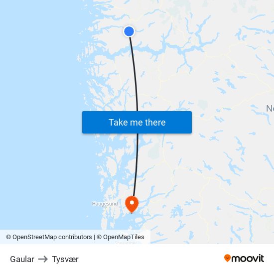 Gaular to Tysvær map