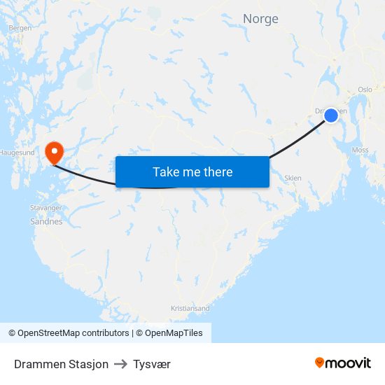 Drammen Stasjon to Tysvær map
