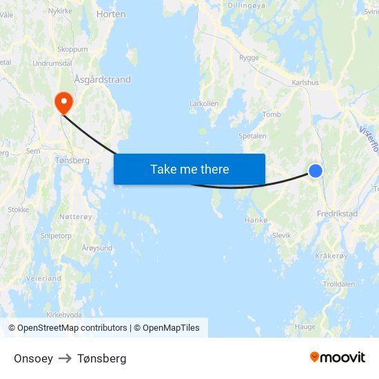 Onsoey to Tønsberg map