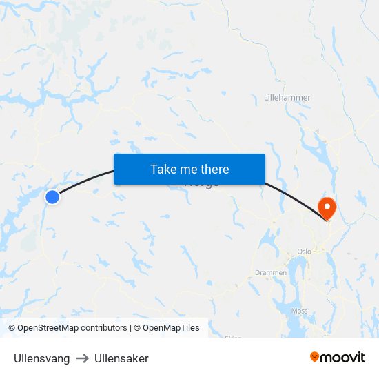 Ullensvang to Ullensaker map