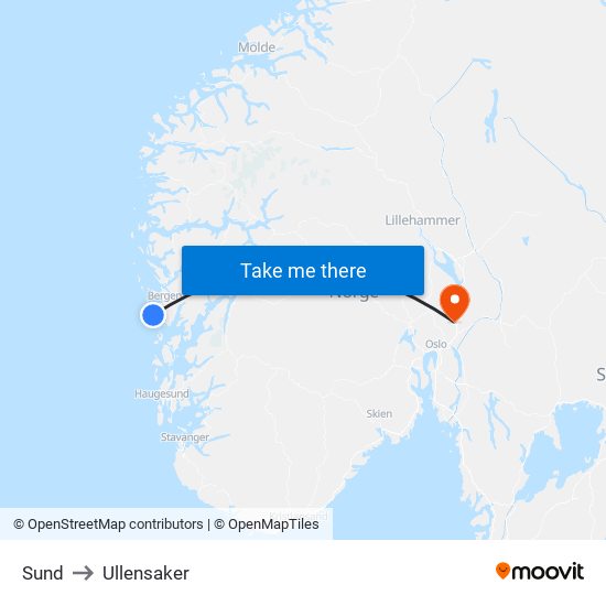 Sund to Ullensaker map