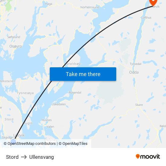 Stord to Ullensvang map