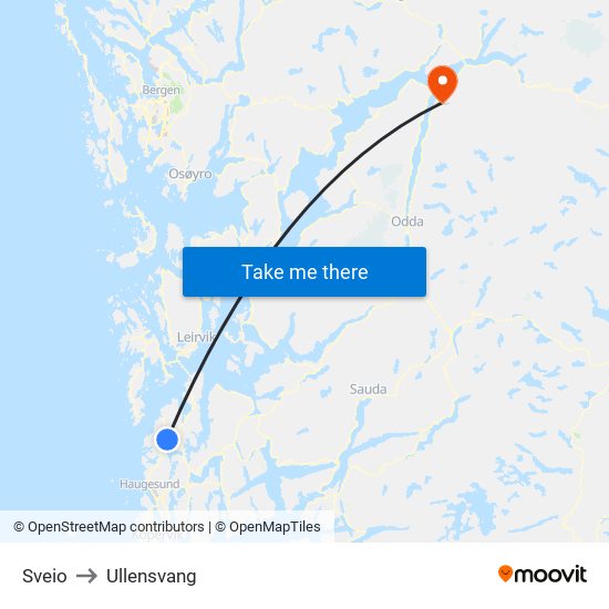 Sveio to Ullensvang map