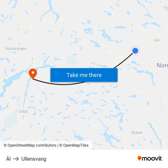 Ål to Ullensvang map