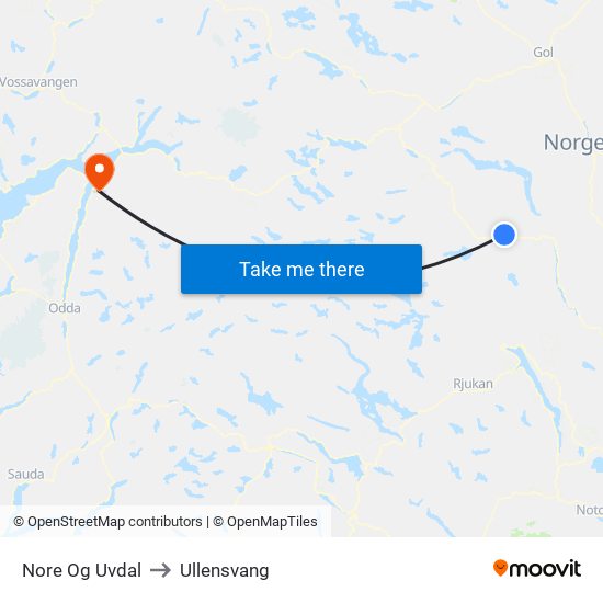 Nore Og Uvdal to Ullensvang map