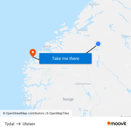 Tydal to Ulstein map