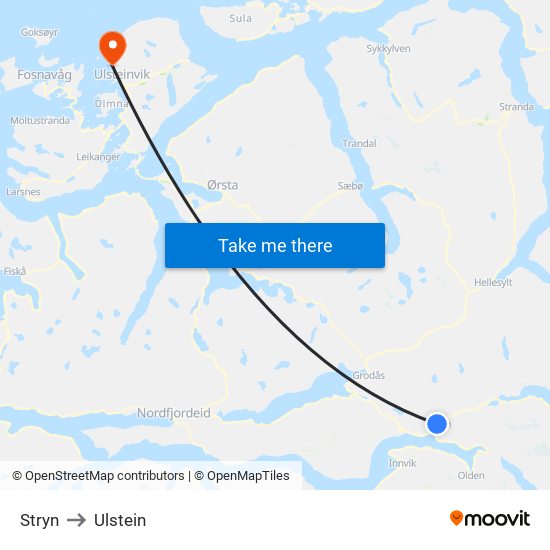 Stryn to Ulstein map