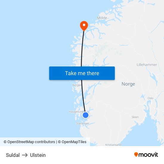 Suldal to Ulstein map