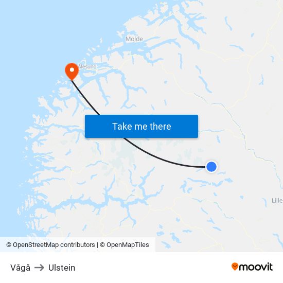 Vågå to Ulstein map