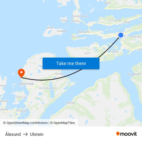 Ålesund to Ulstein map