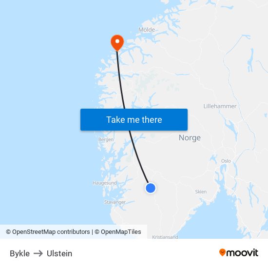 Bykle to Ulstein map