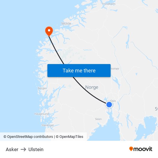 Asker to Ulstein map