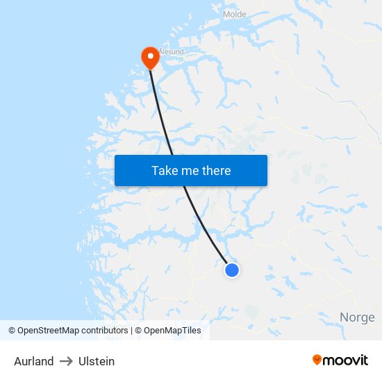 Aurland to Ulstein map