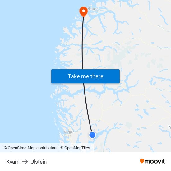 Kvam to Ulstein map