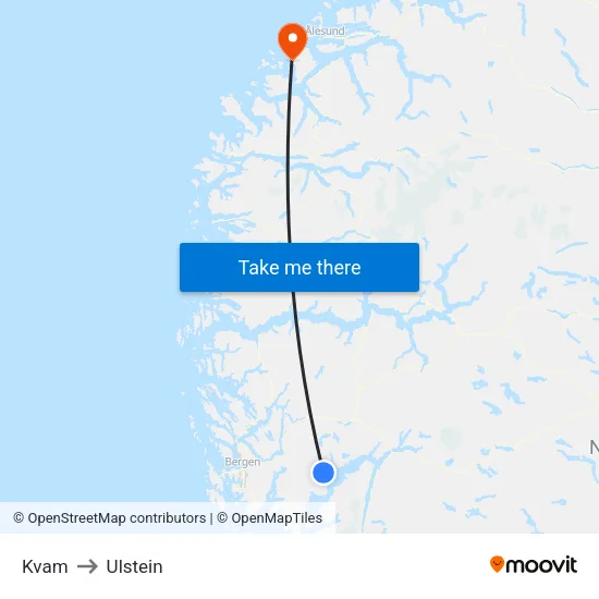 Kvam to Ulstein map