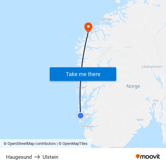 Haugesund to Ulstein map