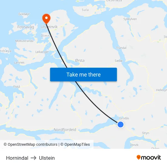Hornindal to Ulstein map