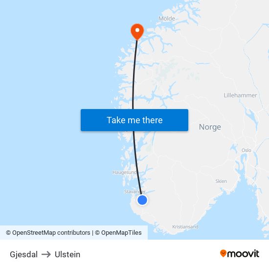 Gjesdal to Ulstein map