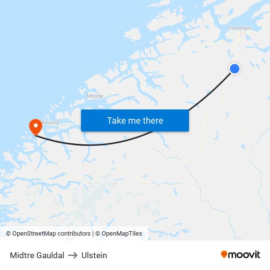 Midtre Gauldal to Ulstein map