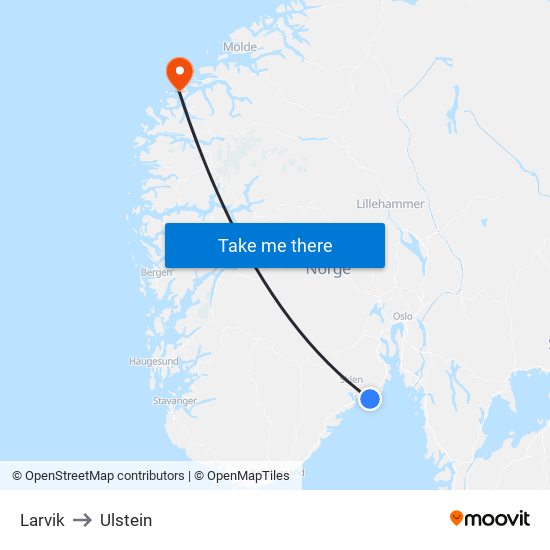 Larvik to Ulstein map