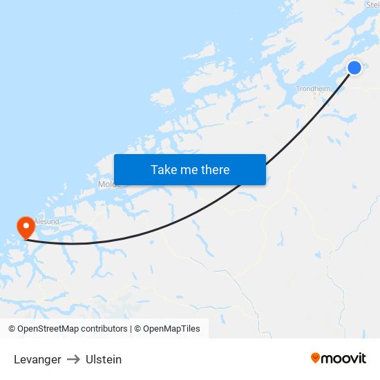 Levanger to Ulstein map