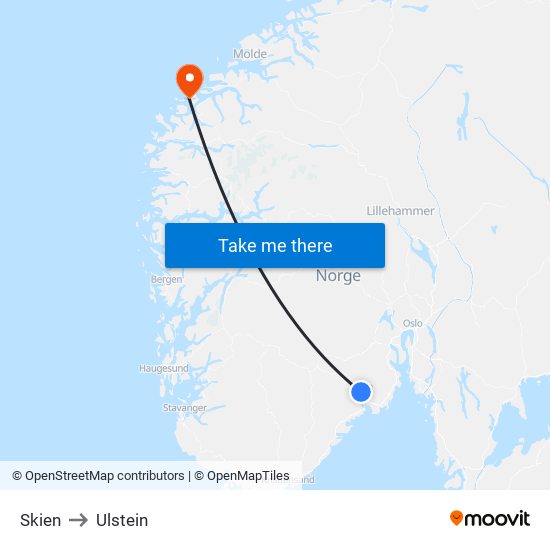 Skien to Ulstein map