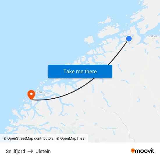 Snillfjord to Ulstein map