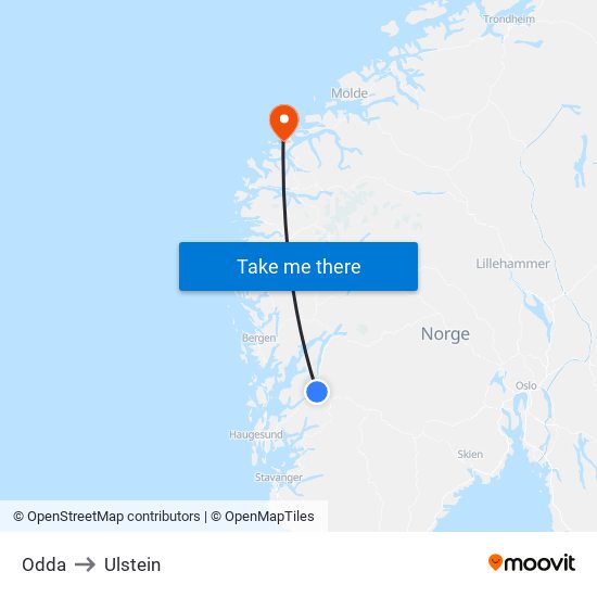 Odda to Ulstein map