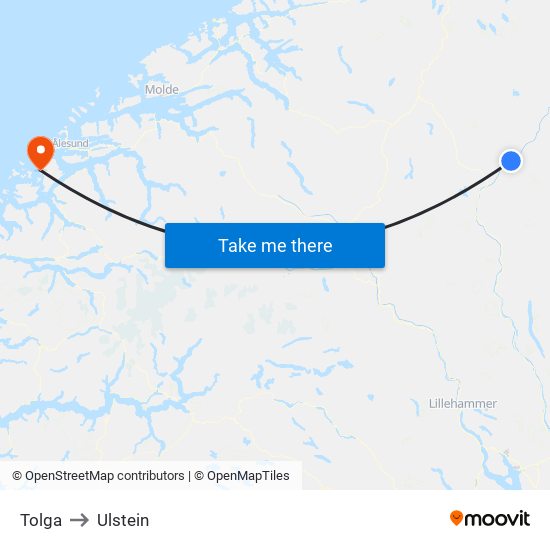 Tolga to Ulstein map