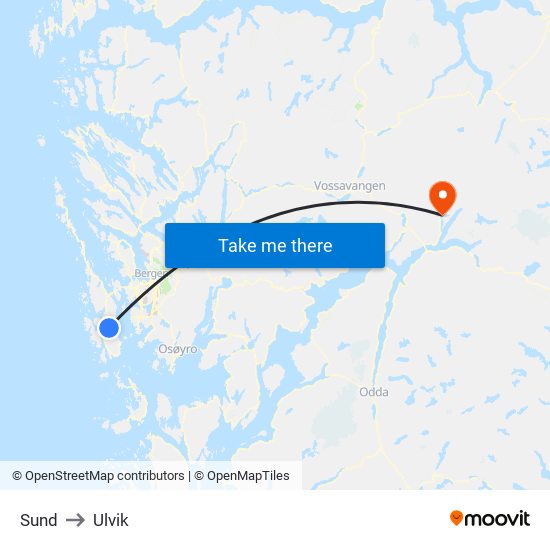 Sund to Ulvik map