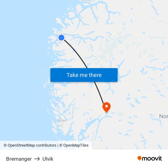 Bremanger to Ulvik map