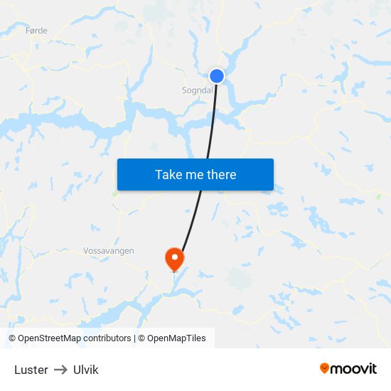 Luster to Ulvik map