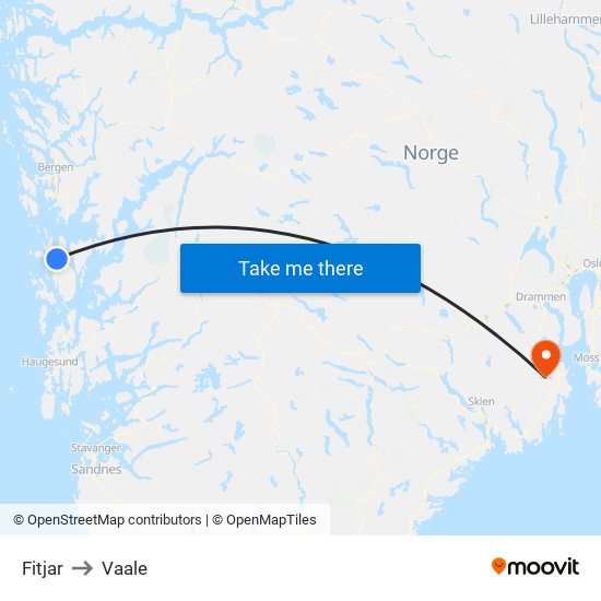 Fitjar to Vaale map