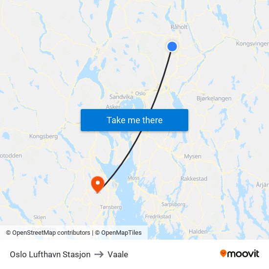 Oslo Lufthavn Stasjon to Vaale map