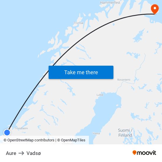 Aure to Vadsø map