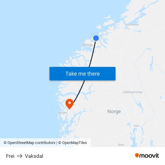 Frei to Vaksdal map